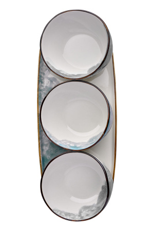 Набор фарфоровых салатников на подставке "Galaxy", 385х145х70 мм, BUFETT, 640129
