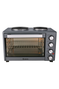 Мини-печь электрическая Bufett HMO 662 с 2 конфорками, 38л, 1600Вт, серый, 640662