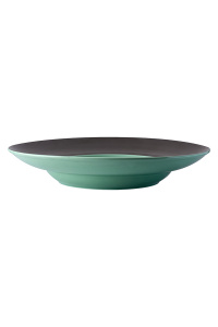Тарелка для супа зеленая с черным ободком, фарфор, диаметр 275 мм, BUFETT, 640044