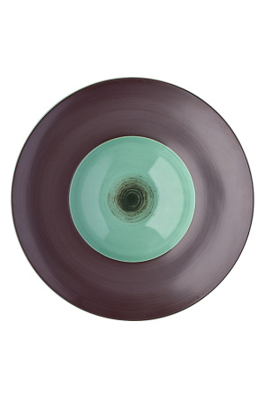 Глубокая тарелка зеленая с черным ободком, фарфор, диаметр 240 мм, BUFETT, 640045