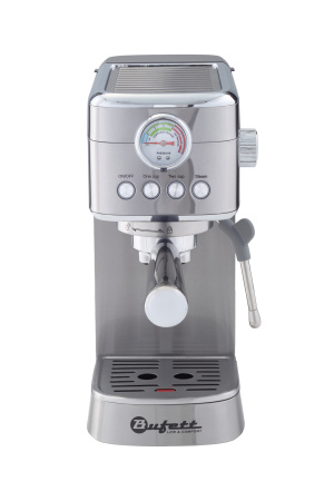 Кофеварка рожковая с капучинатором Bufett серебряная, 640629
