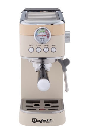 Кофеварка рожковая с капучинатором Bufett бежевая, 640631