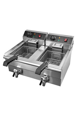 Фритюрница электрическая Bufett CFR 143 со сливным краном, двойная 2x10л с двумя корзинами, 2х3000Вт, 641143