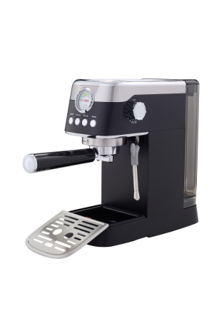 Кофеварка рожковая с капучинатором Bufett черная, 640628