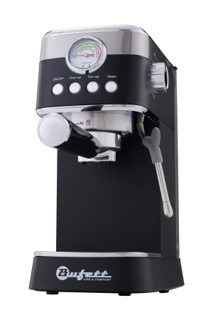 Кофеварка рожковая с капучинатором Bufett черная, 640628