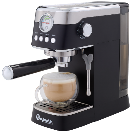 Кофеварка рожковая с капучинатором Bufett черная, 640628