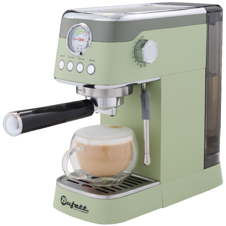 Кофеварка рожковая с капучинатором Bufett зеленая, 640632